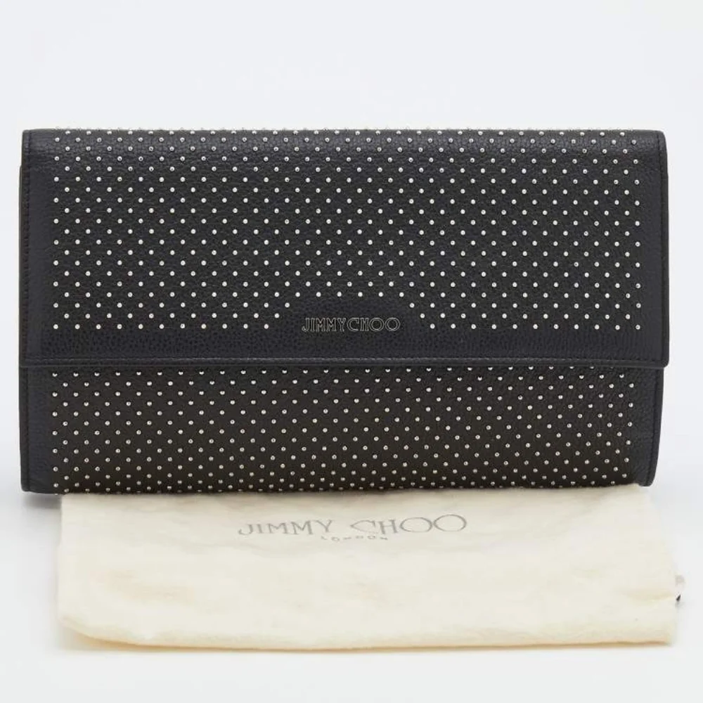 Jimmy Choo Pristine Clutch Black Leather Studded